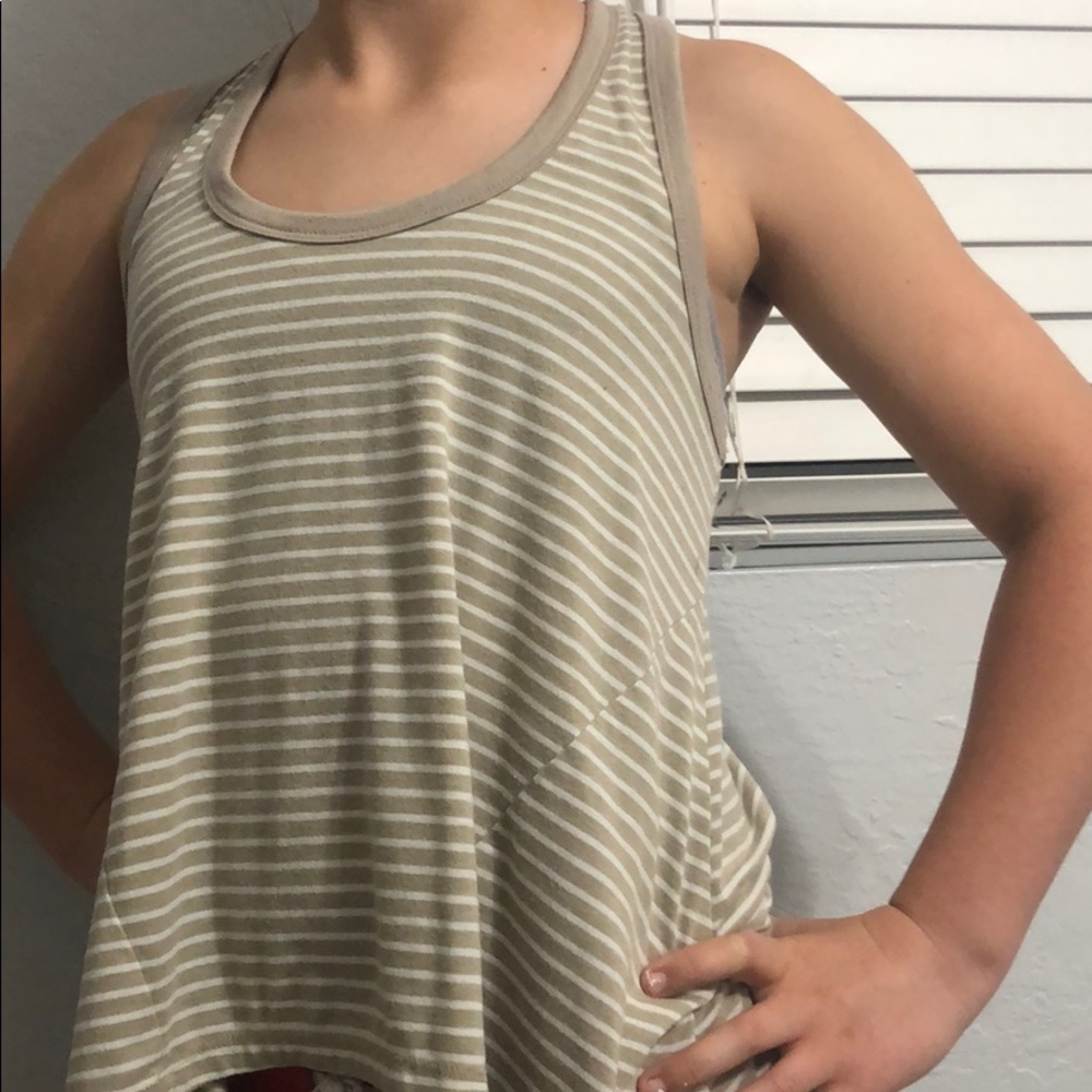 Tan and white strip tank top